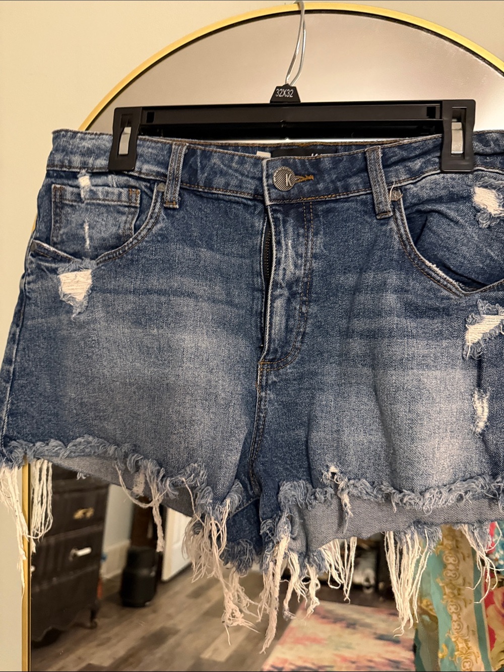 Kut Jane high rise shorts distressed frayed hem